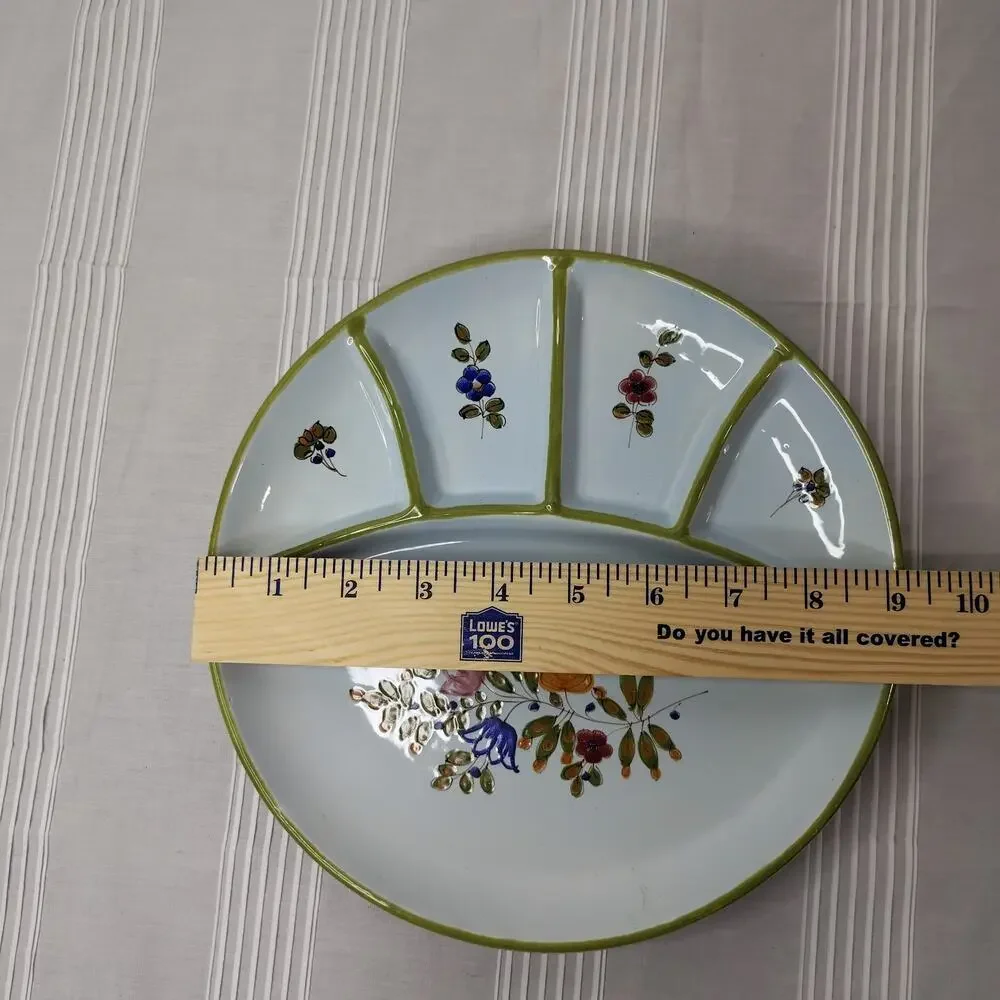 PV Peasant Village Italy Blue Floral Flower Italian Pottery 9.25